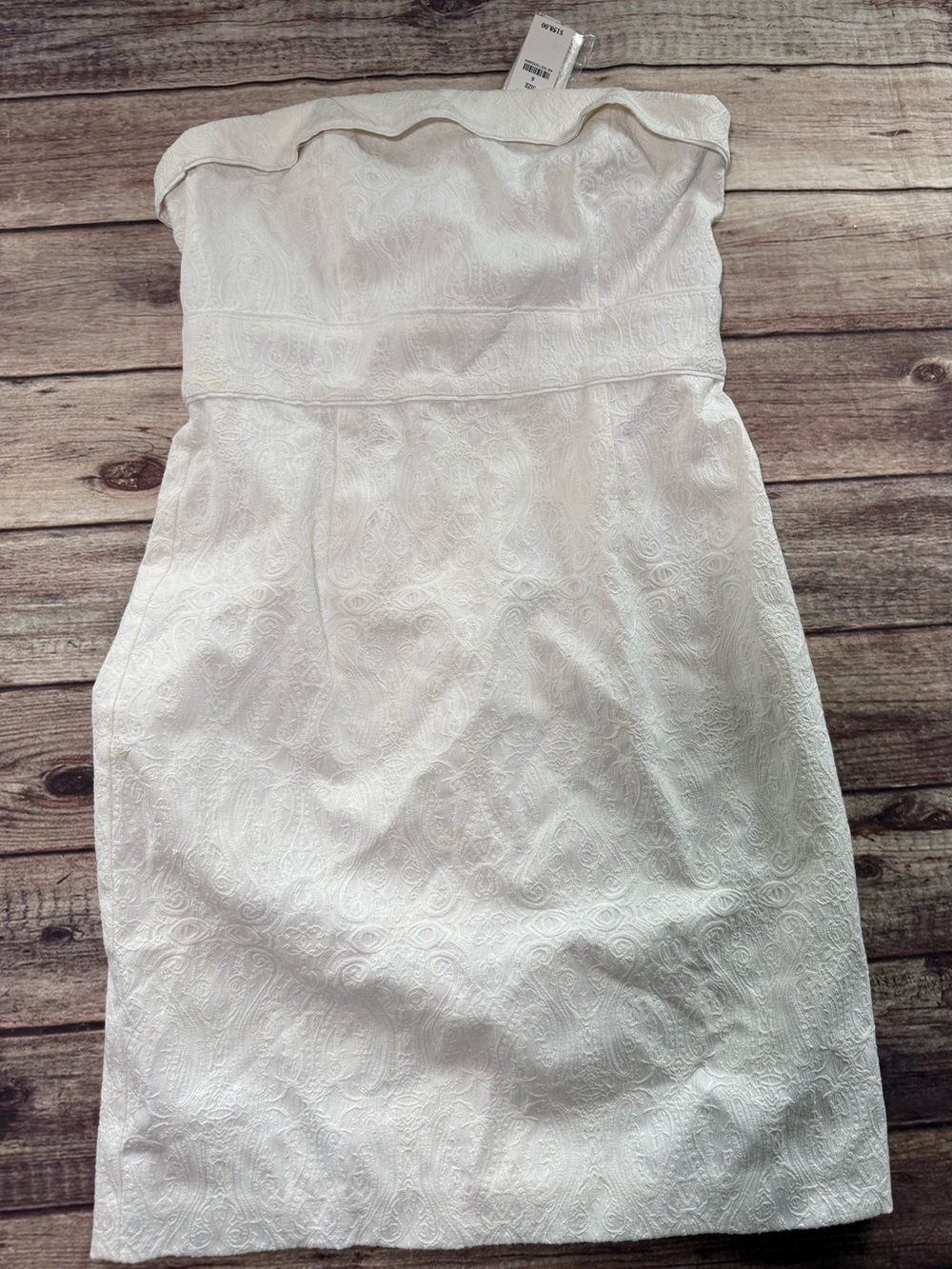 White House Black Market Womens Strapless Jacquard Cocktail Dress Ivory 6 NEW